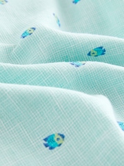 Green Linen Blend Printed Short Sleeve Shirt - Image 8 of 8
