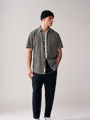 Grey 100% Cotton Denim Short Sleeve Shirt - Image 3 of 8