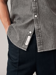 Grey 100% Cotton Denim Short Sleeve Shirt - Image 5 of 8