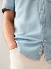Blue 100% Cotton Denim Short Sleeve Shirt - Image 5 of 8