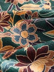 Dark Green Printed Floral Short Sleeve Shirt - Image 8 of 8