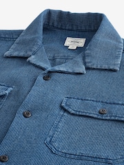 Blue 100% Cotton Short Sleeve Textured Denim Twin Pocket Shirt - Image 7 of 8