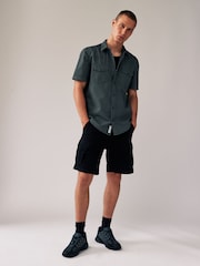 Grey 100% Cotton Textured Short Sleeve Western Shirt - Image 2 of 7