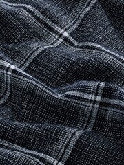 Navy Blue Linen Blend Check Short Sleeve Shirt - Image 7 of 7