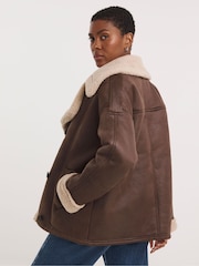 JD Williams Brown Relaxed Aviator Jacket - Image 2 of 4