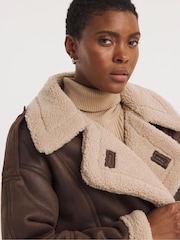 JD Williams Brown Relaxed Aviator Jacket - Image 4 of 4