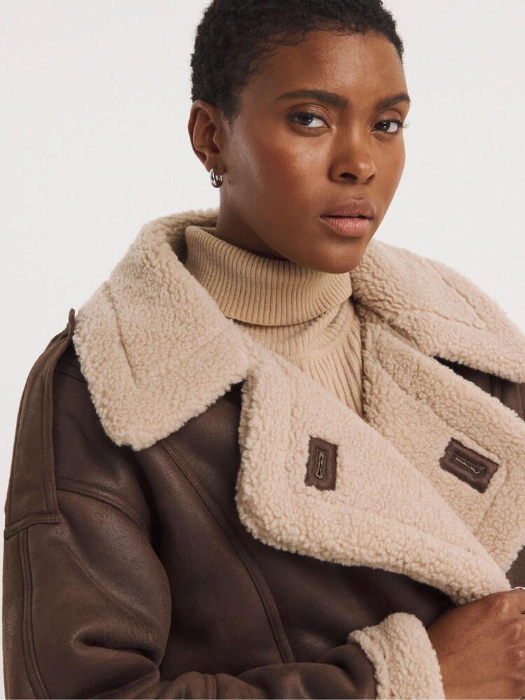 JD Williams Brown Relaxed Aviator Jacket - Image 4 of 4