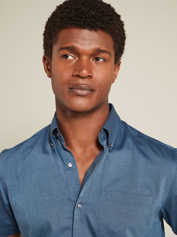 Blue Easy Care Short Sleeve Royal Oxford Shirt - Image 4 of 4