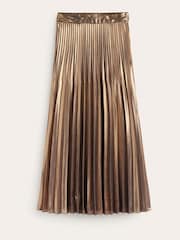 Boden Gold Metallic Pleated Midi Skirt - Image 5 of 6