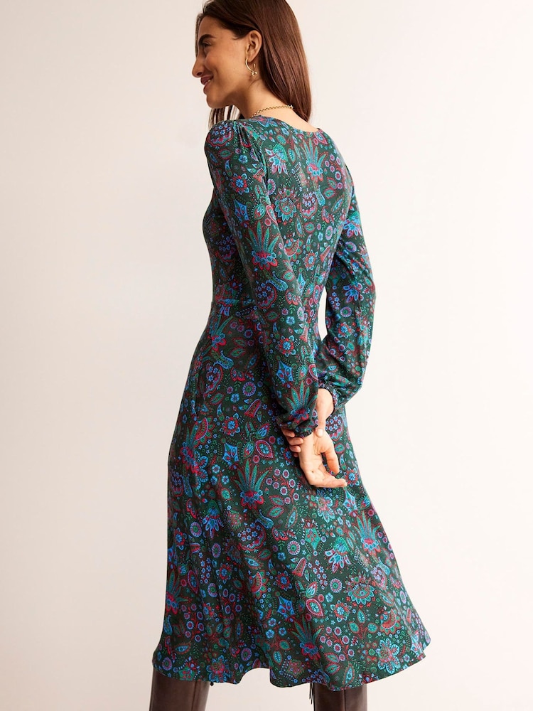 Boden Green Black Camille Jersey Midi Dress - Image 2 of 5
