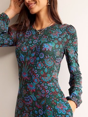 Boden Green Black Camille Jersey Midi Dress - Image 4 of 5
