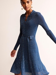 Boden Blue Faye Sparkle Knitted Dress - Image 2 of 6