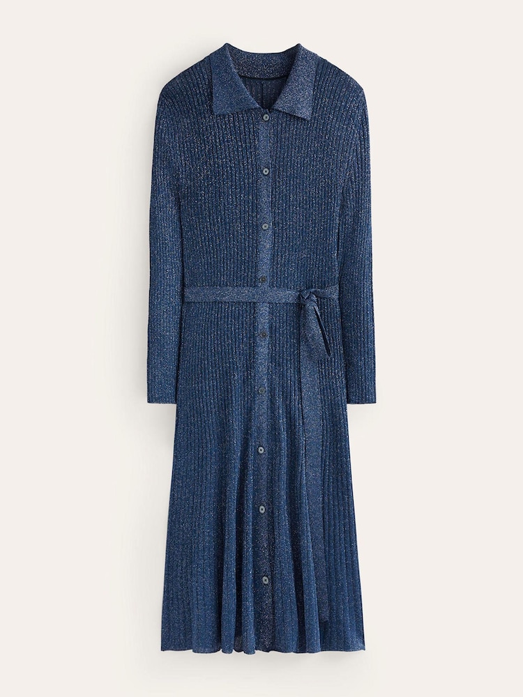 Boden Blue Faye Sparkle Knitted Dress - Image 6 of 6