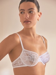 White Non Pad Balcony Lace Bra - Image 1 of 7