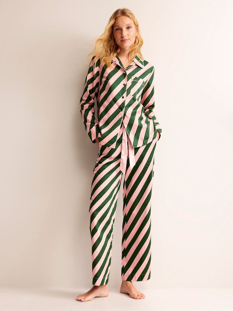 Boden Pink Cotton Sateen Pyjama Shirt - Image 1 of 5