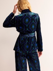 Boden Blue Tie Waist Velvet Jacket - Image 3 of 12