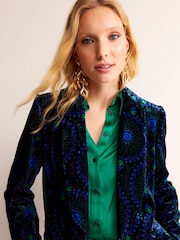 Boden Blue Tie Waist Velvet Jacket - Image 7 of 12
