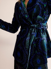 Boden Blue Tie Waist Velvet Jacket - Image 9 of 12
