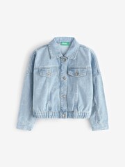Benetton Girls Bleu Denim Jacket - Image 1 of 8