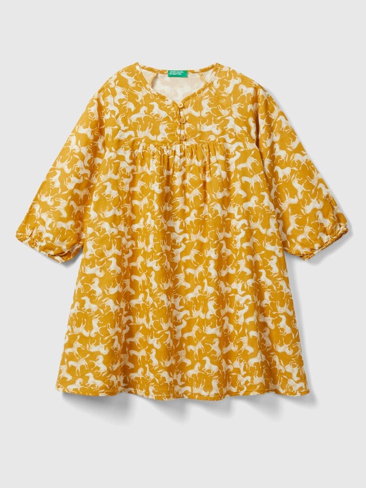 Robe Benetton fille en coton jaune - Image 1 of 3