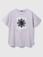 Benetton Girls 100% Cotton T-Shirt - Image 1 of 1