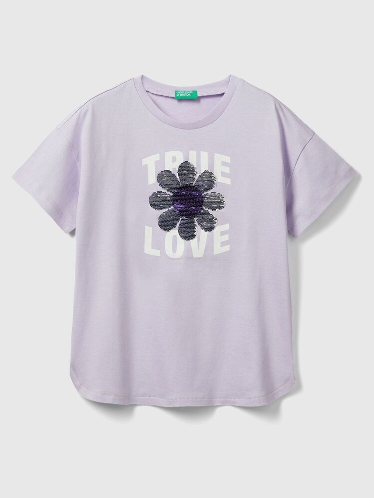 Benetton Girls 100% Cotton T-Shirt - Image 1 of 1