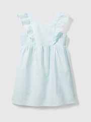 Benetton Girls Green Mint Linen Blend Dress - Image 1 of 2