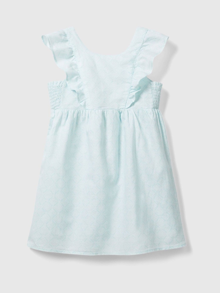 Benetton Girls Green Mint Linen Blend Dress - Image 1 of 2
