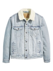 Levi's® Blue Type 3 Sherpa Trucker 100% Cotton Jacket - Image 1 of 3