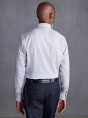 Grey Regular Fit Signature Premium 100% Cotton Textured Long Sleeve Single Cuff Shirt - Image 10 of 10