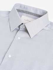 Grey Regular Fit Signature Premium 100% Cotton Textured Long Sleeve Single Cuff Shirt - Image 7 of 8