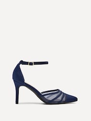 Linzi Navy Serri Court Stiletto Heels With Mesh Front Detail - Image 2 of 5