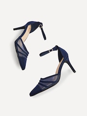 Linzi Navy Serri Court Stiletto Heels With Mesh Front Detail - Image 5 of 5