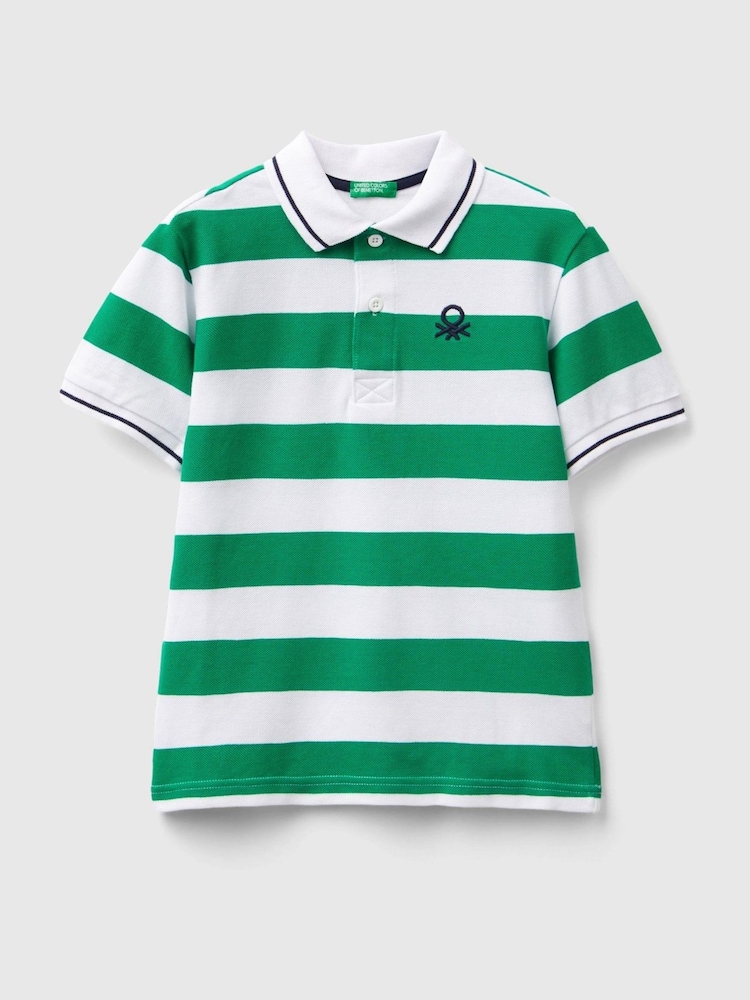 Benetton Boys Blue 100% Cotton Polo Shirts - Image 1 of 3