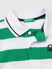 Benetton Boys Blue 100% Cotton Polo Shirts - Image 2 of 3