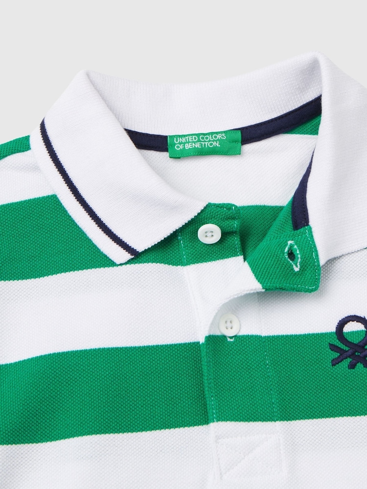 Benetton Boys Blue 100% Cotton Polo Shirts - Image 2 of 3