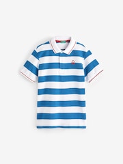 Benetton Boys Blue 100% Cotton Polo Shirts - Image 1 of 4