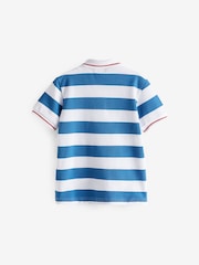 Benetton Boys Blue 100% Cotton Polo Shirts - Image 2 of 4