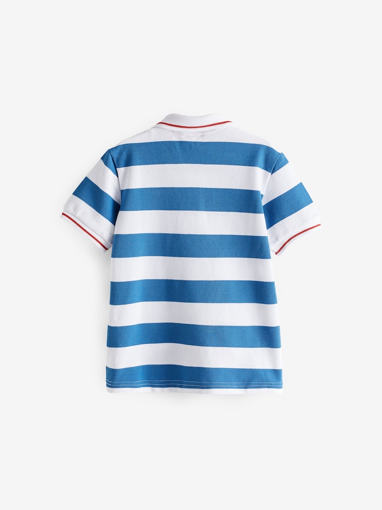 Benetton Boys Blue 100% Cotton Polo Shirts - Image 2 of 4