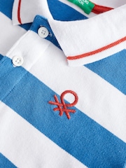 Benetton Boys Blue 100% Cotton Polo Shirts - Image 3 of 4