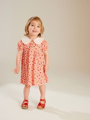 Rot - Kurzarmkleid aus 100 % Baumwolle mit Kragen (3 M.–7 J.) - Bild 1 von 7