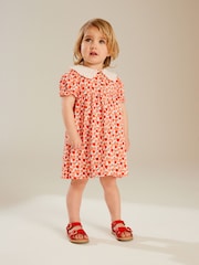 Rot - Kurzarmkleid aus 100 % Baumwolle mit Kragen (3 M.–7 J.) - Bild 2 von 7