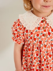 Rot - Kurzarmkleid aus 100 % Baumwolle mit Kragen (3 M.–7 J.) - Bild 4 von 7