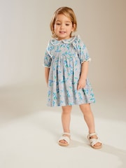 Blau - Kurzarmkleid aus 100 % Baumwolle mit Kragen (3 M.–7 J.) - Bild 1 von 5