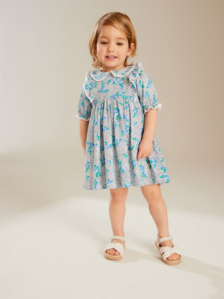 Blau - Kurzarmkleid aus 100 % Baumwolle mit Kragen (3 M.–7 J.) - Bild 1 von 5