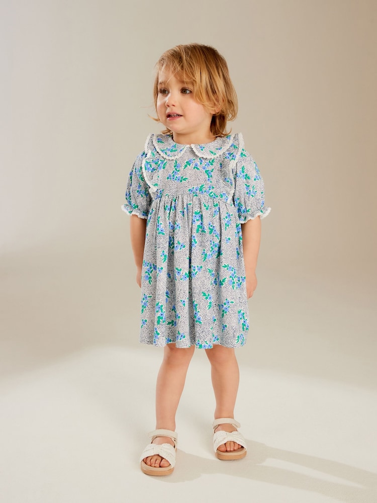 Blau - Kurzarmkleid aus 100 % Baumwolle mit Kragen (3 M.–7 J.) - Bild 2 von 5