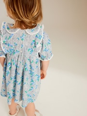 Blau - Kurzarmkleid aus 100 % Baumwolle mit Kragen (3 M.–7 J.) - Bild 4 von 5