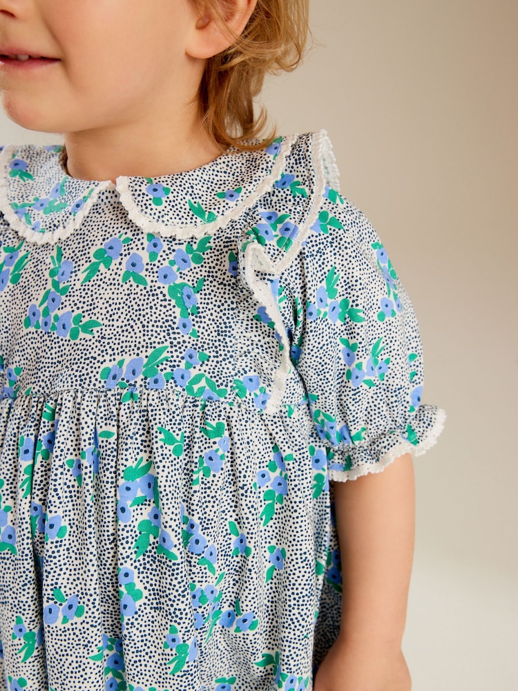Blau - Kurzarmkleid aus 100 % Baumwolle mit Kragen (3 M.–7 J.) - Bild 5 von 5