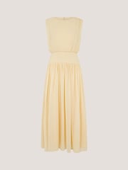 Monsoon Yellow Georgia Drop Hem Midi Dress - Image 1 of 1