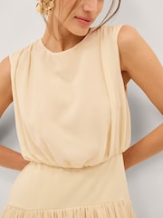 Monsoon Yellow Georgia Drop Hem Midi Dress - Image 4 of 6